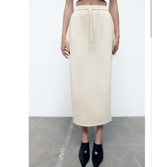 NWT ZARA PLUSH SKIRT ECRU - Picture 2 of 8